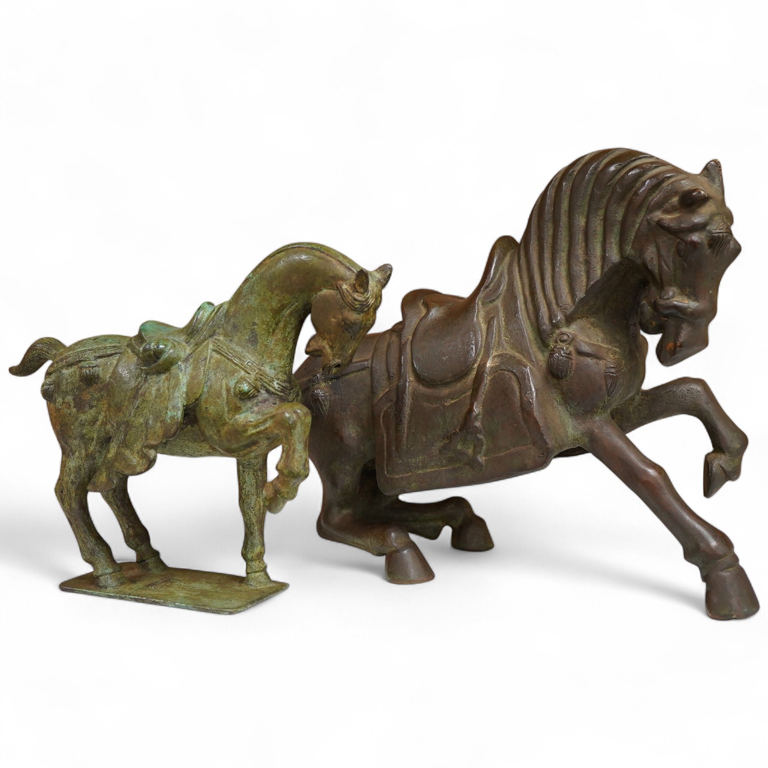 Two bronze Tang type horses